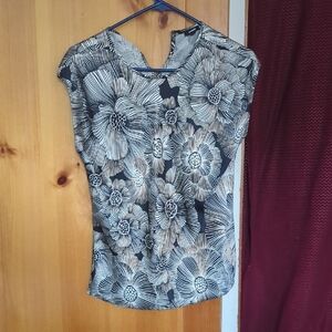 Floral Black and White Women's Top